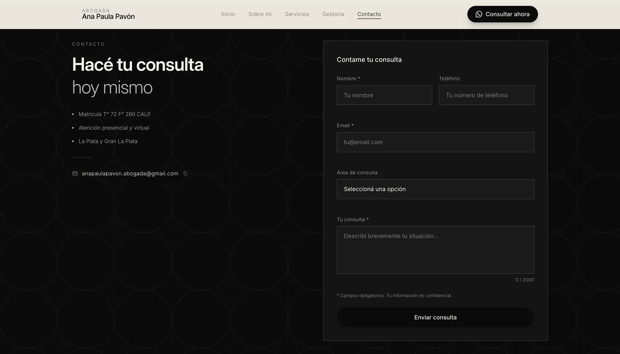 Sitio de APP Abogada en escritorio — vista 3