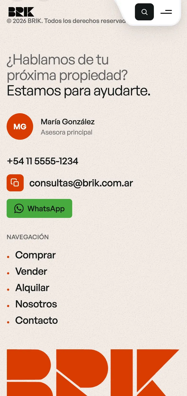 Sitio de BRIK en móvil — vista 4