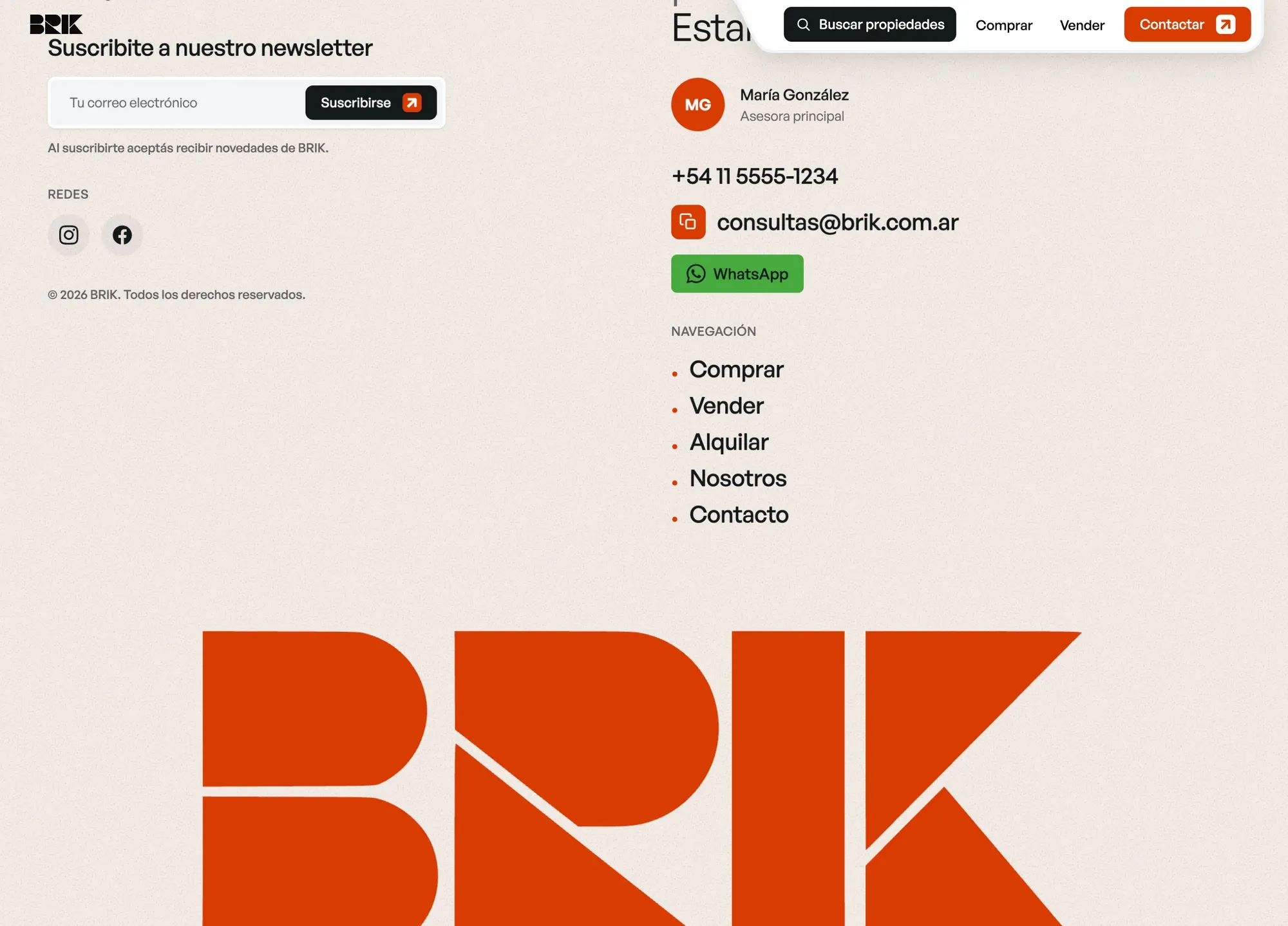 Sitio de BRIK en escritorio — vista 3