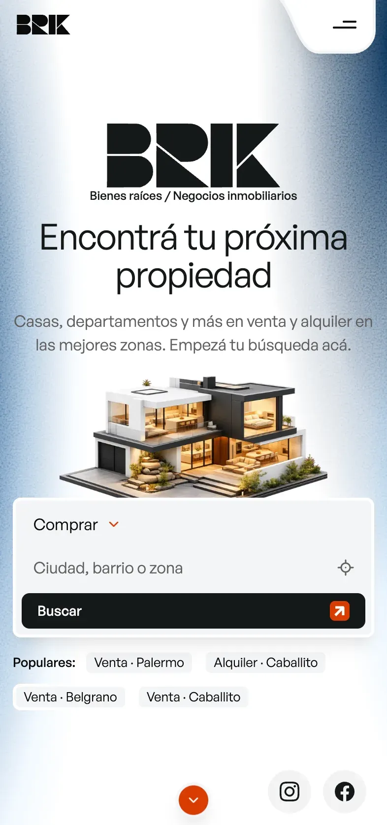 Sitio de BRIK en móvil — vista 1