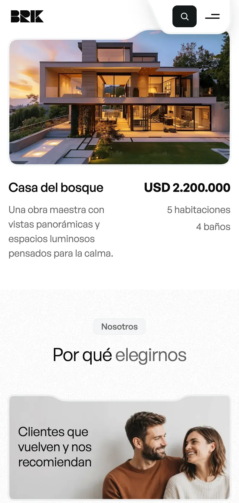 Sitio de BRIK en móvil — vista 2